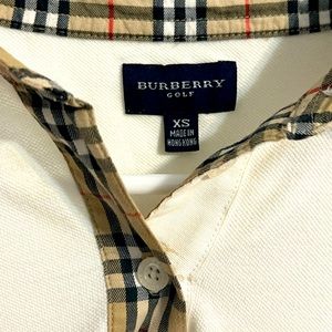 Authentic Burberry Check Collar long sleeve ,Woman  T shirt , White